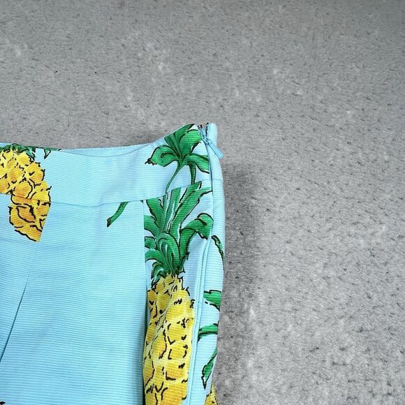 RSVP By Talbots Skirt Womens Size 10P Pineapples Print Aqua A-Line Pleats Blue - Picture 8 of 11